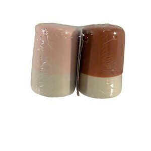 Brightstar Pink Ivory Brown Salt Pepper Shakers Set New MCM Retro Look 2.5" NEW